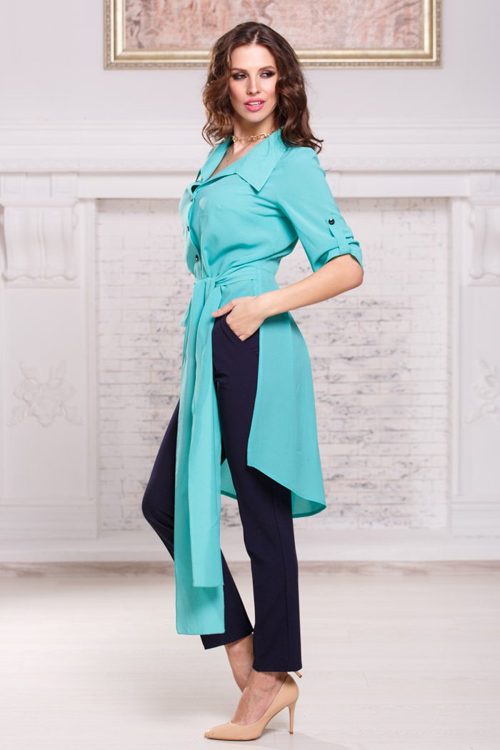 Фото товара 3065, блузка со шлейфом и короткими рукавами и поясом