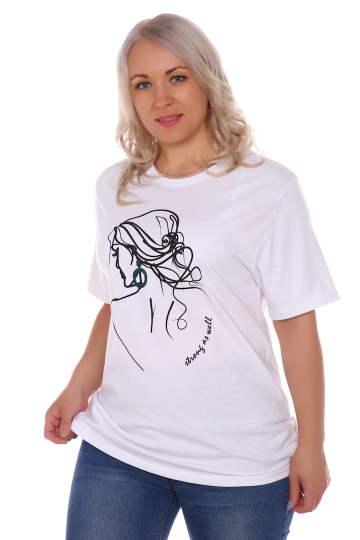 Фото товара 20250, белая футболка с девушкой